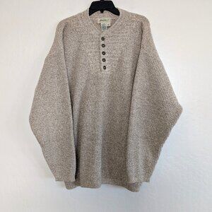 EDDIE BAUER Sweater Men's XL Beige Henley Knit Preppy Long Sleeve READ